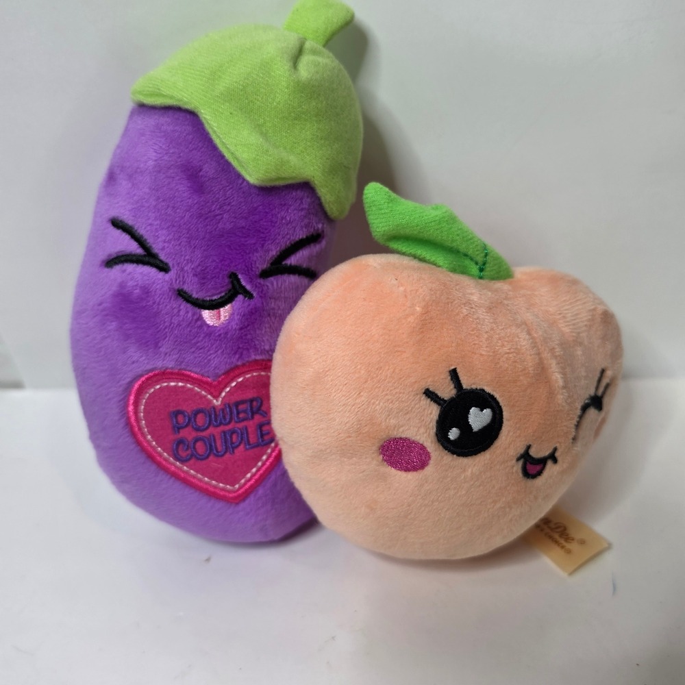 Dan Dee Power Couple Eggplant Peach Plush Set Valentine Emoji Gift Anniversary